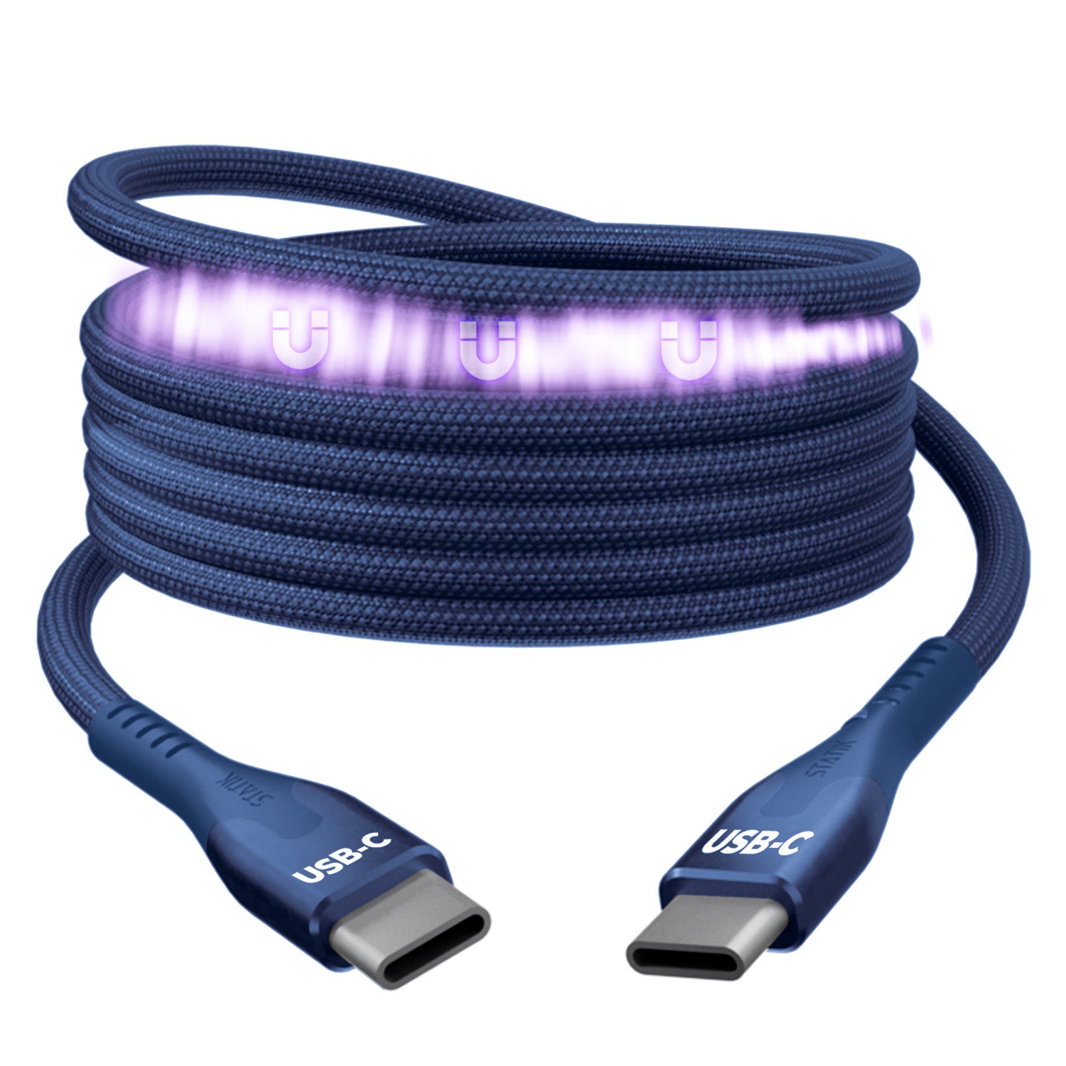 MagStack® Pro Navy Blue | Fast Charge & Data Cable | Tangle-Free Magnetic Nylon