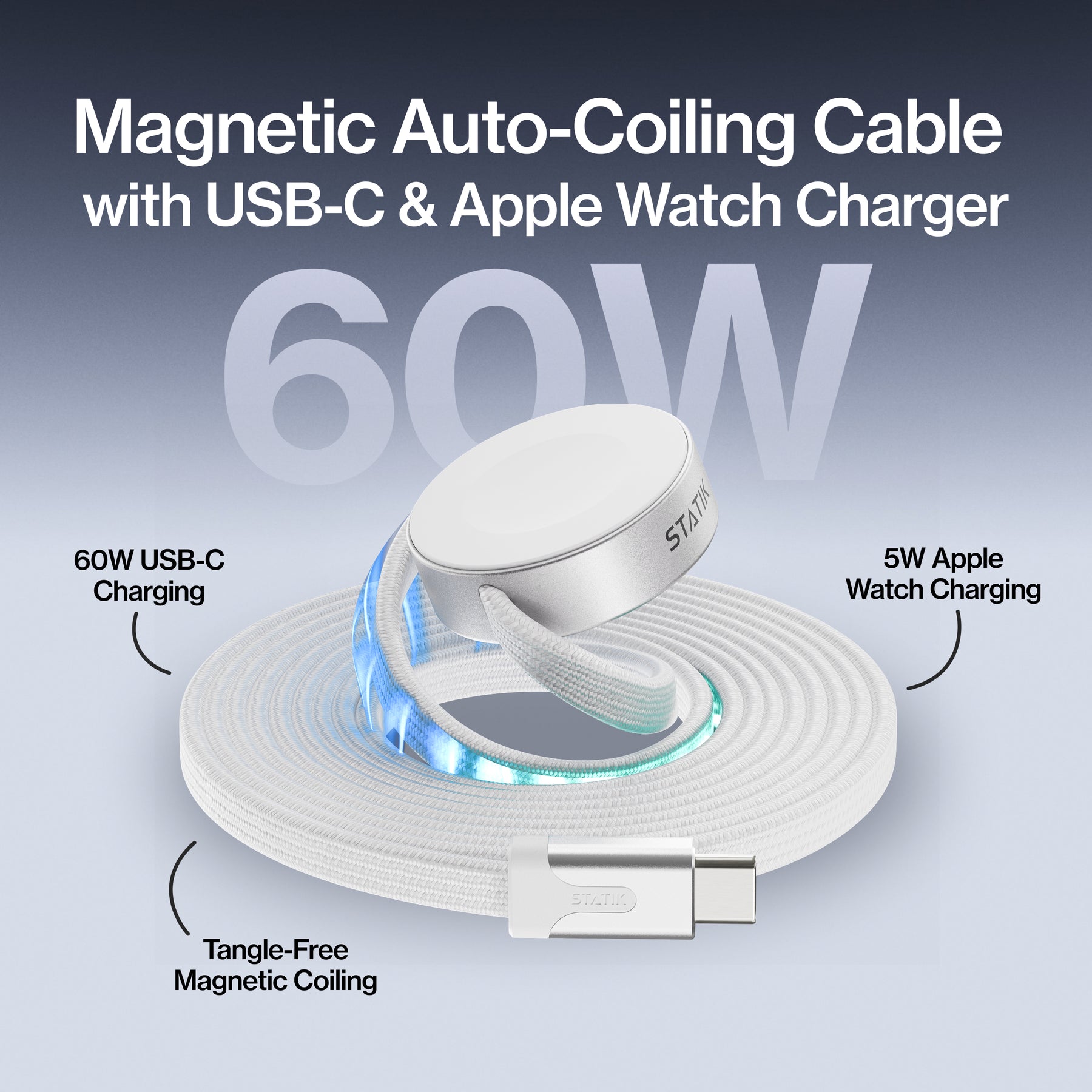 MagStack® Duo | 2-in-1 Wireless Apple Watch Charger & USB-C Cable