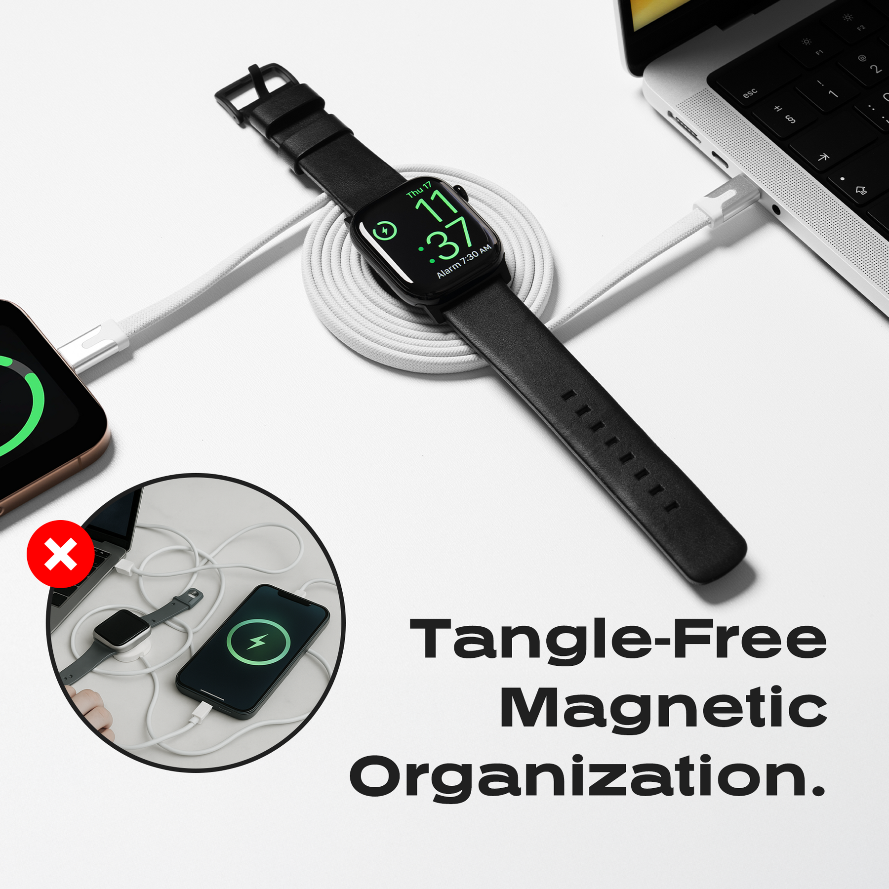 MagStack® Duo | 2-in-1 Wireless Apple Watch Charger & USB-C Cable