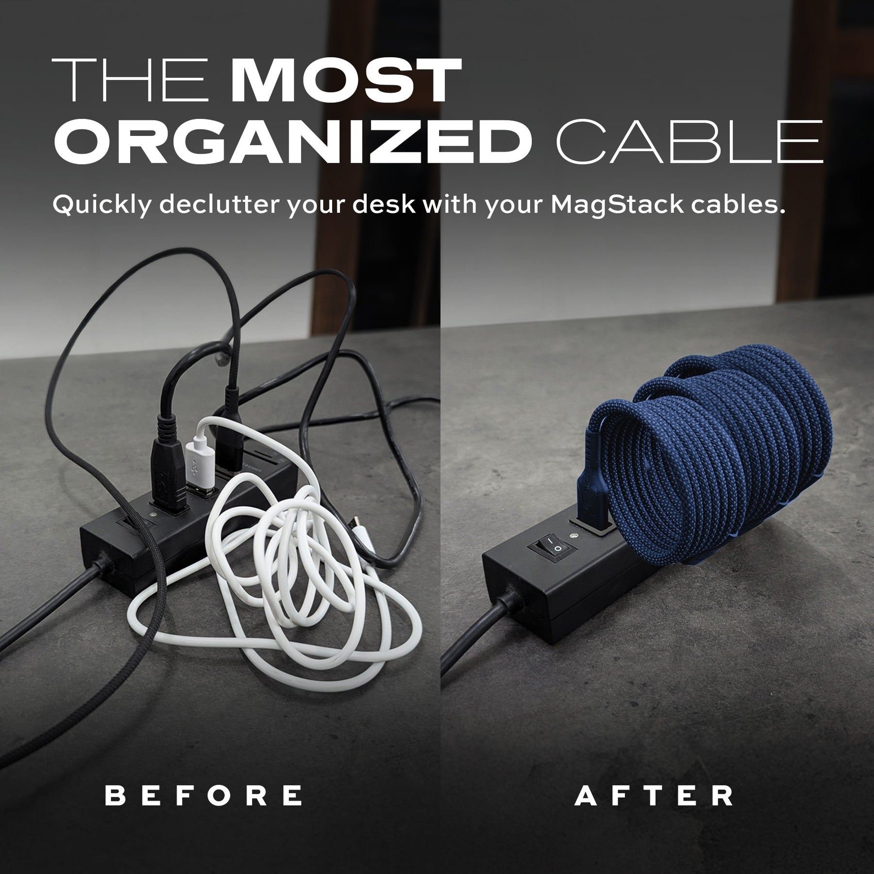 MagStack® Pro Navy Blue | Fast Charge & Data Cable | Tangle-Free Magnetic Nylon