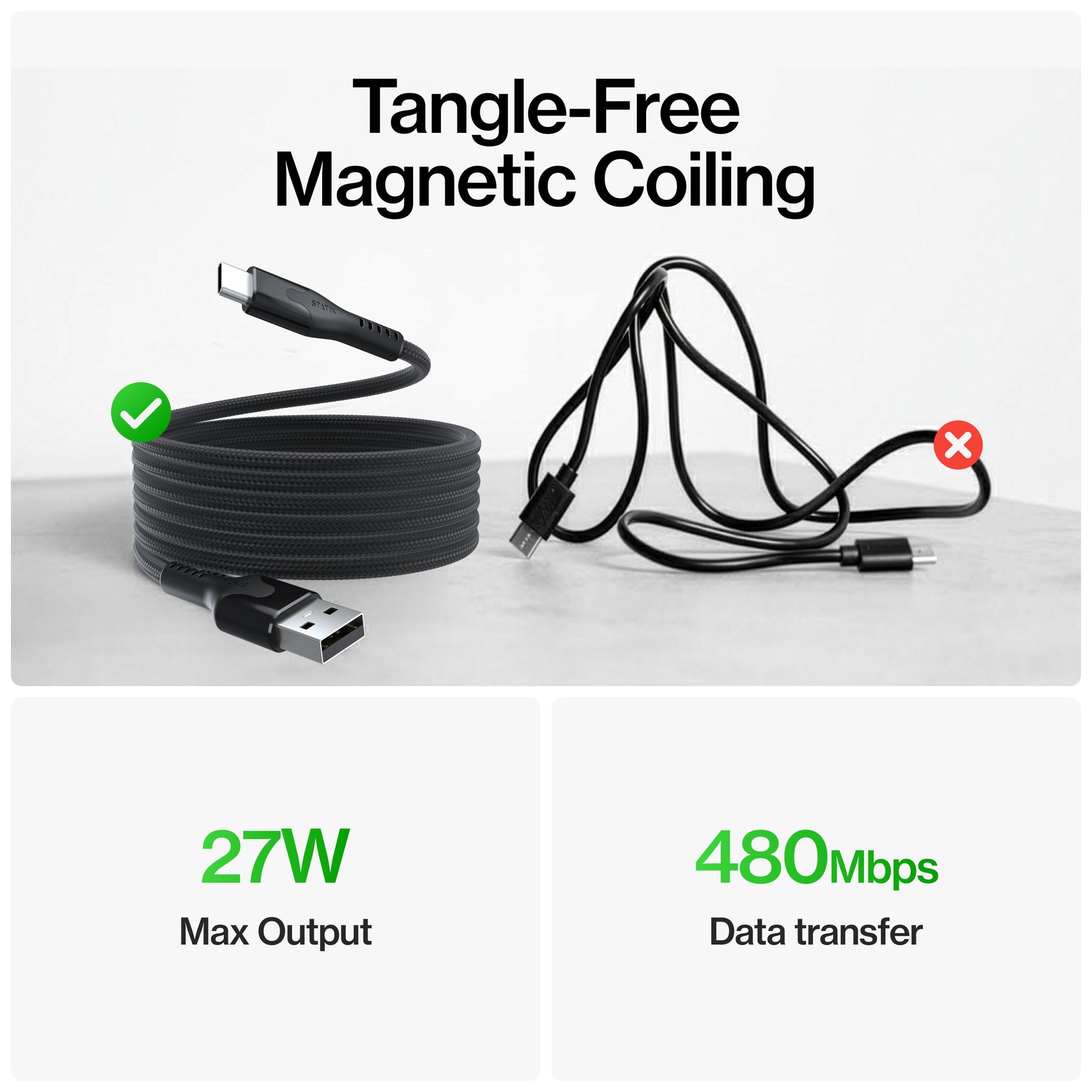 MagStack® | Tangle-Free Magnetic Nylon | Charge & Data Cable