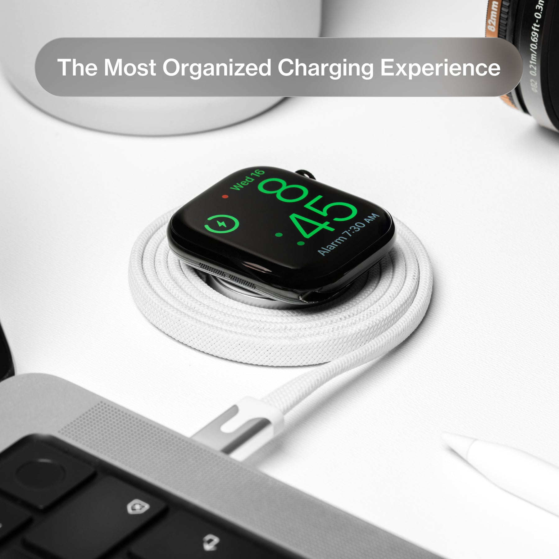MagStack® Slim For Apple Watch | USB-C Apple Watch Cable | Tangle-Free Magnetic Nylon | 3ft