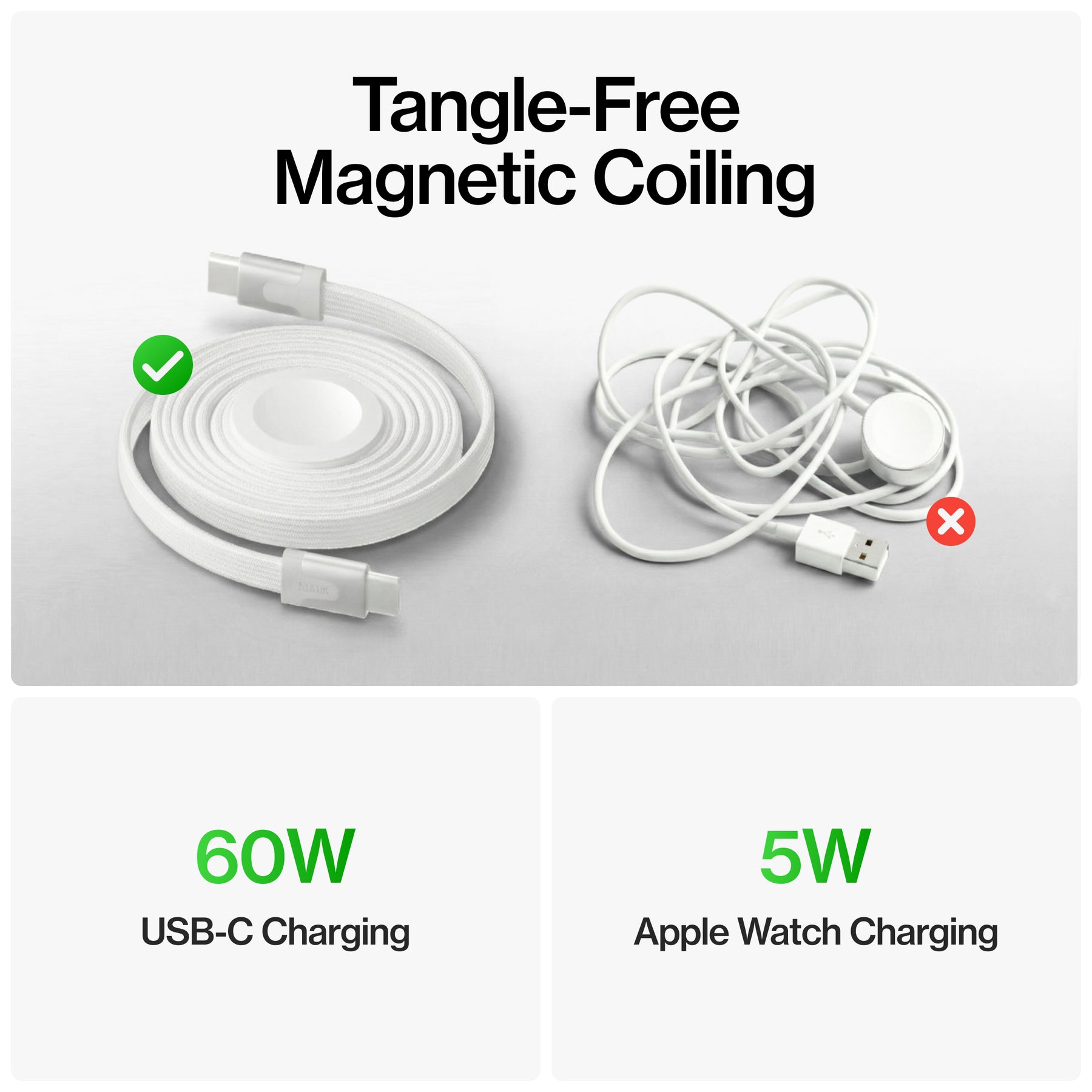 MagStack® Duo | 2-in-1 Wireless Apple Watch Charger & USB-C Cable