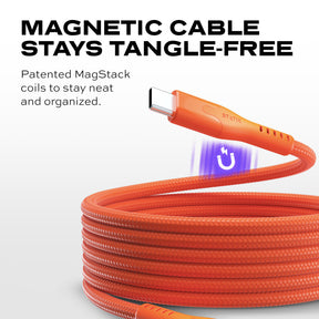 MagStack® Pro Blaze Orange | Fast Charge & Data Cable | Tangle-Free Magnetic Nylon