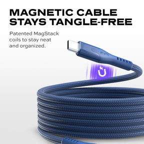 MagStack® Pro Navy Blue | Fast Charge & Data Cable | Tangle-Free Magnetic Nylon