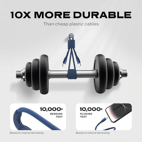 MagStack® Pro Navy Blue | Fast Charge & Data Cable | Tangle-Free Magnetic Nylon