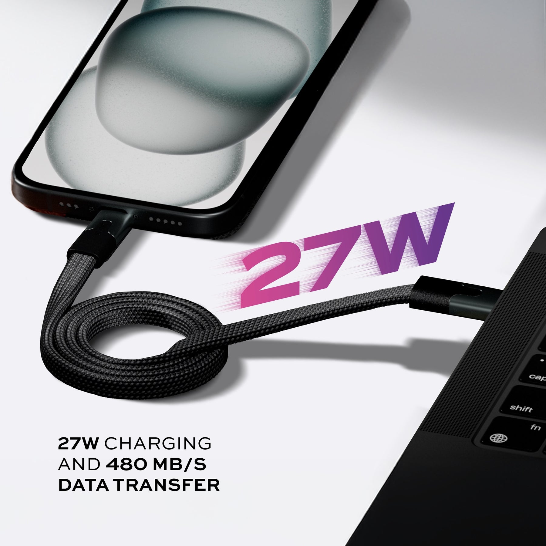 MagStack® Slim | Tangle-Free Magnetic Nylon | Charge & Data Cable