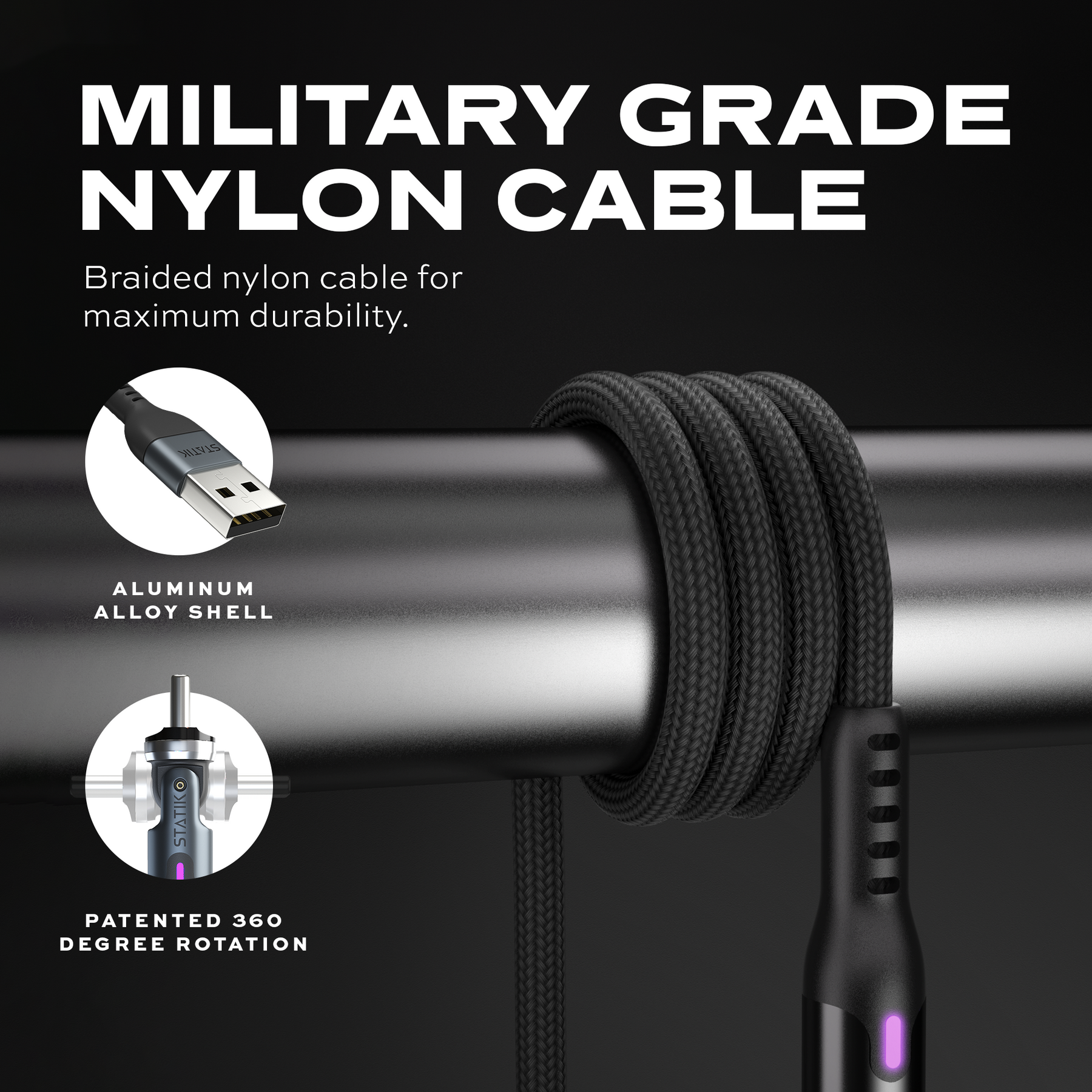 PowerPivot® | Charging & Data Transfer Cable | Rotating Head