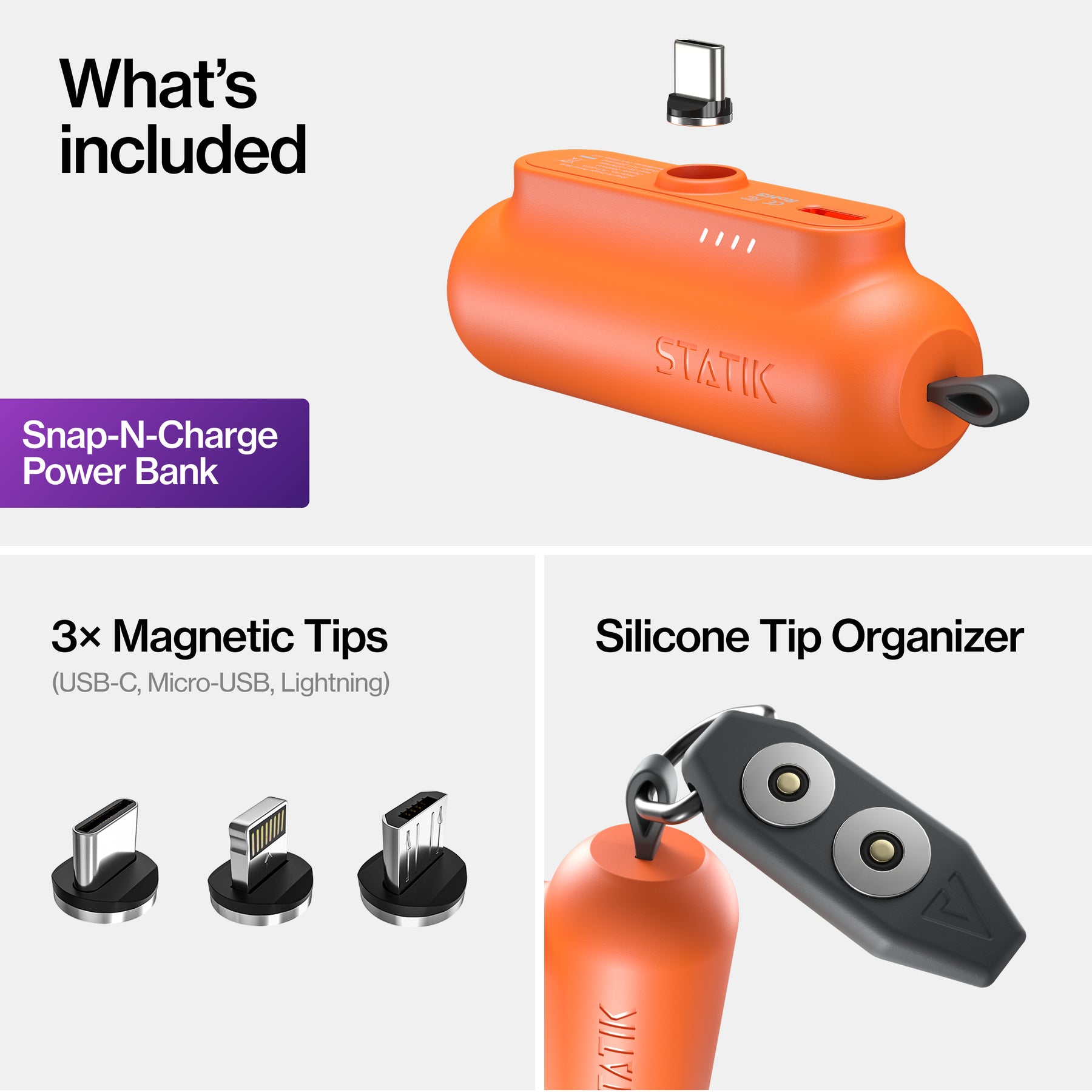 Snap-N-Charge Universelle magnetische Powerbank 