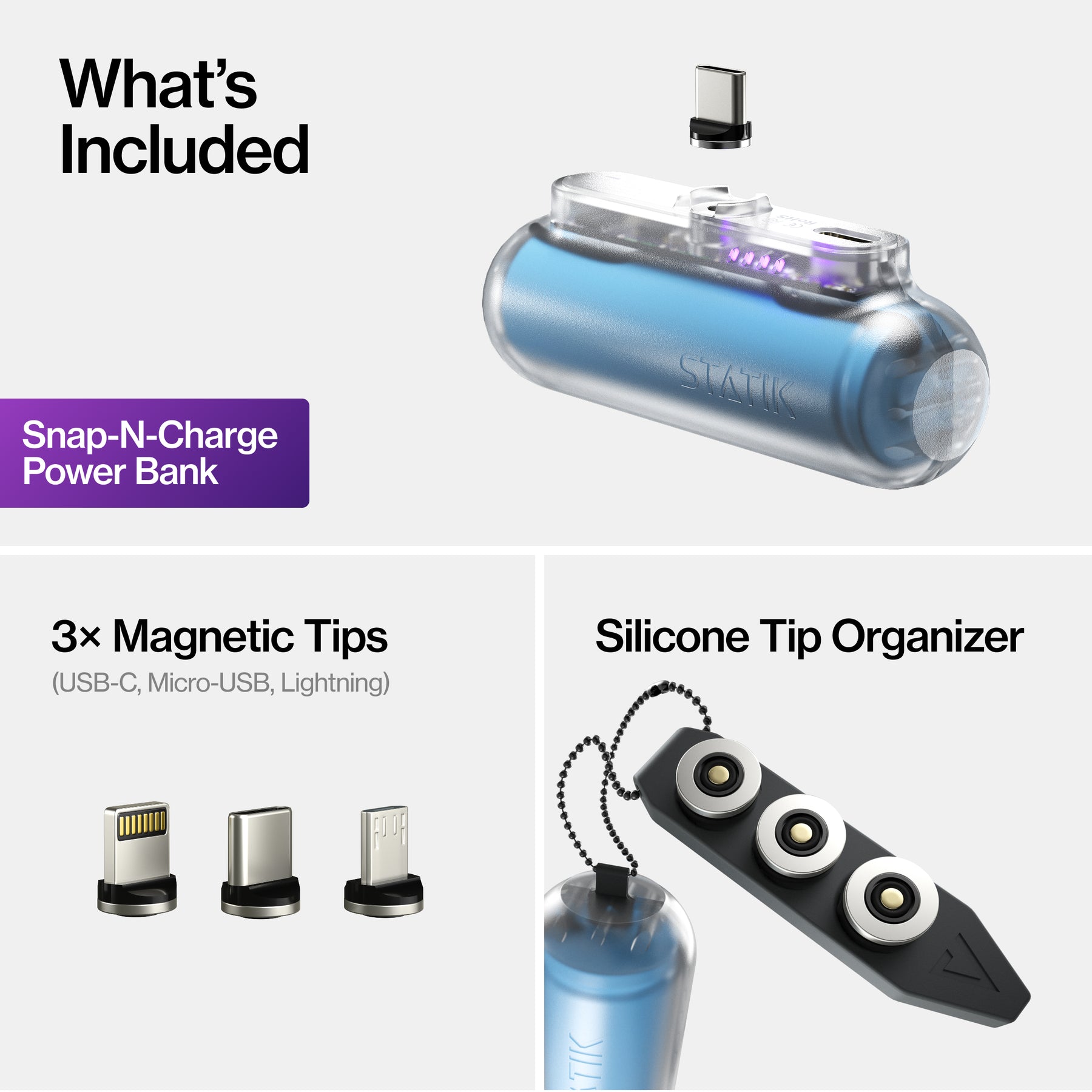 Snap-N-Charge® | Universal Magnetic Power Bank