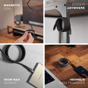 MagStack® Pro Navy Blue | Fast Charge & Data Cable | Tangle-Free Magnetic Nylon