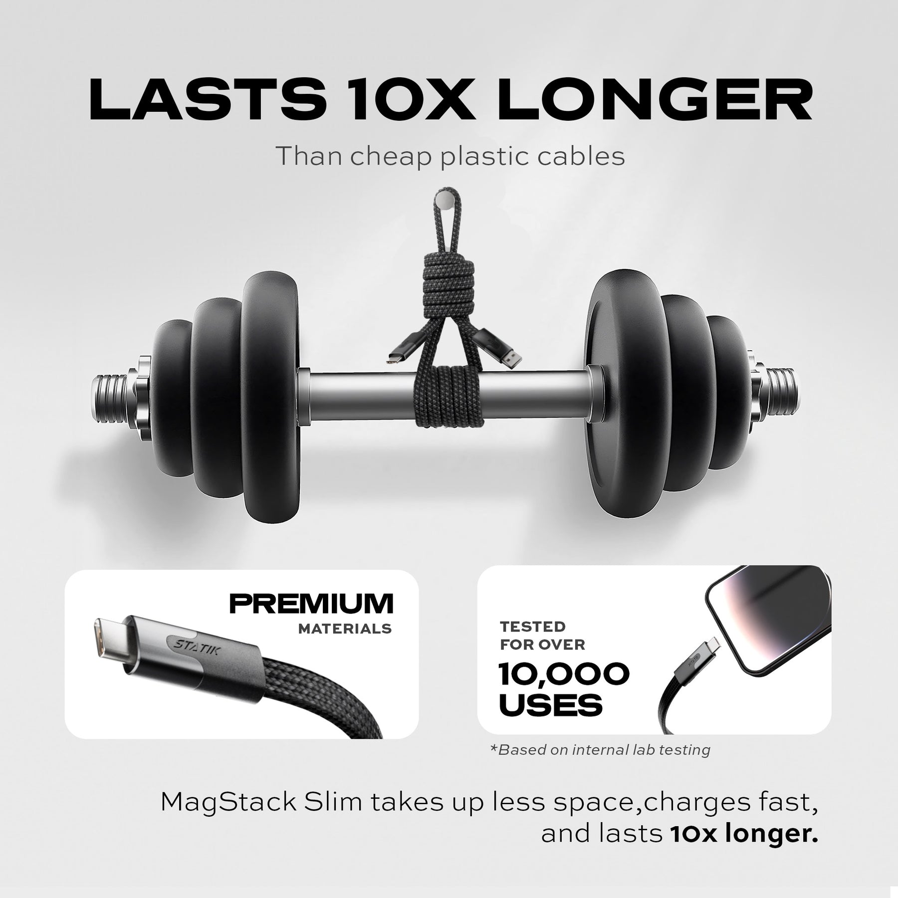 MagStack® Slim | Tangle-Free Magnetic Nylon | Charge & Data Cable