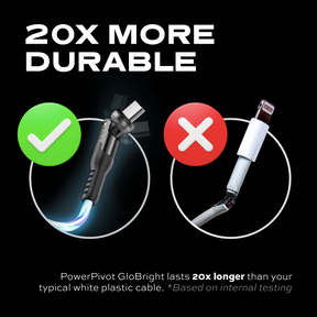 PowerPivot® GloBright® | USB-A to USB-C or Lightning | Data & Charge