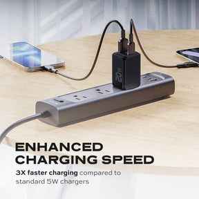 20W GaN Power Adapter | 2 Ports Wall Charger | Universal & Compact