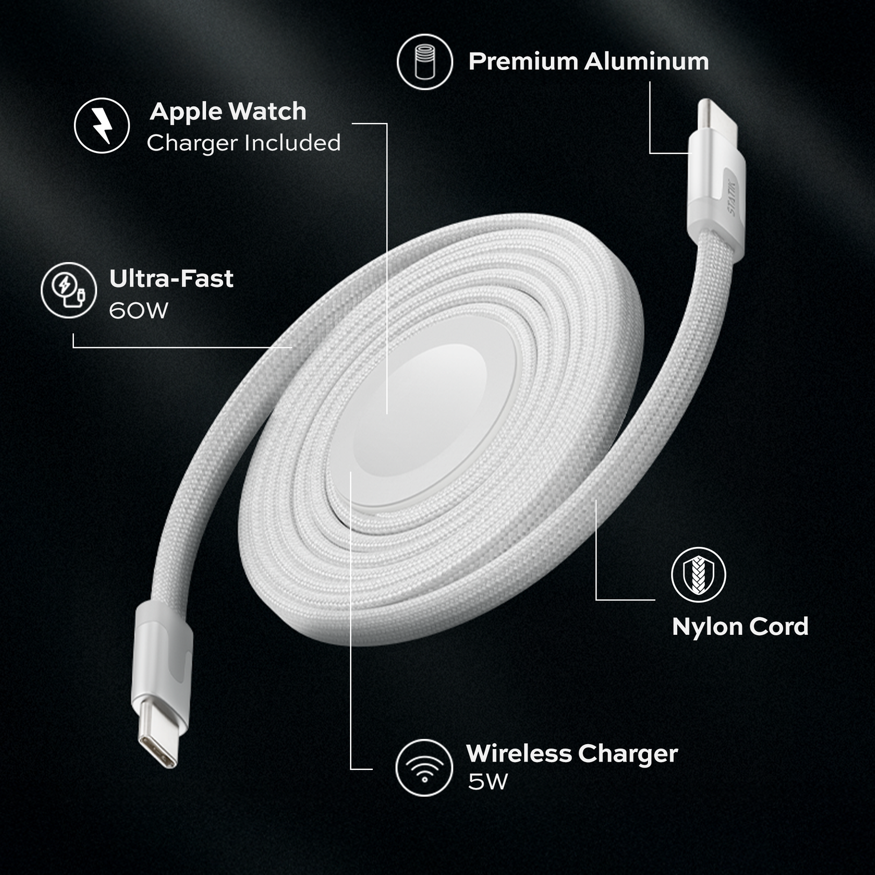 MagStack® Duo | 2-in-1 Wireless Apple Watch Charger & USB-C Cable