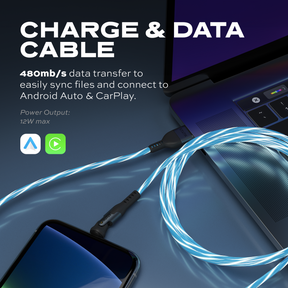 PowerPivot® GloBright® | USB-A to USB-C or Lightning | Data & Charge