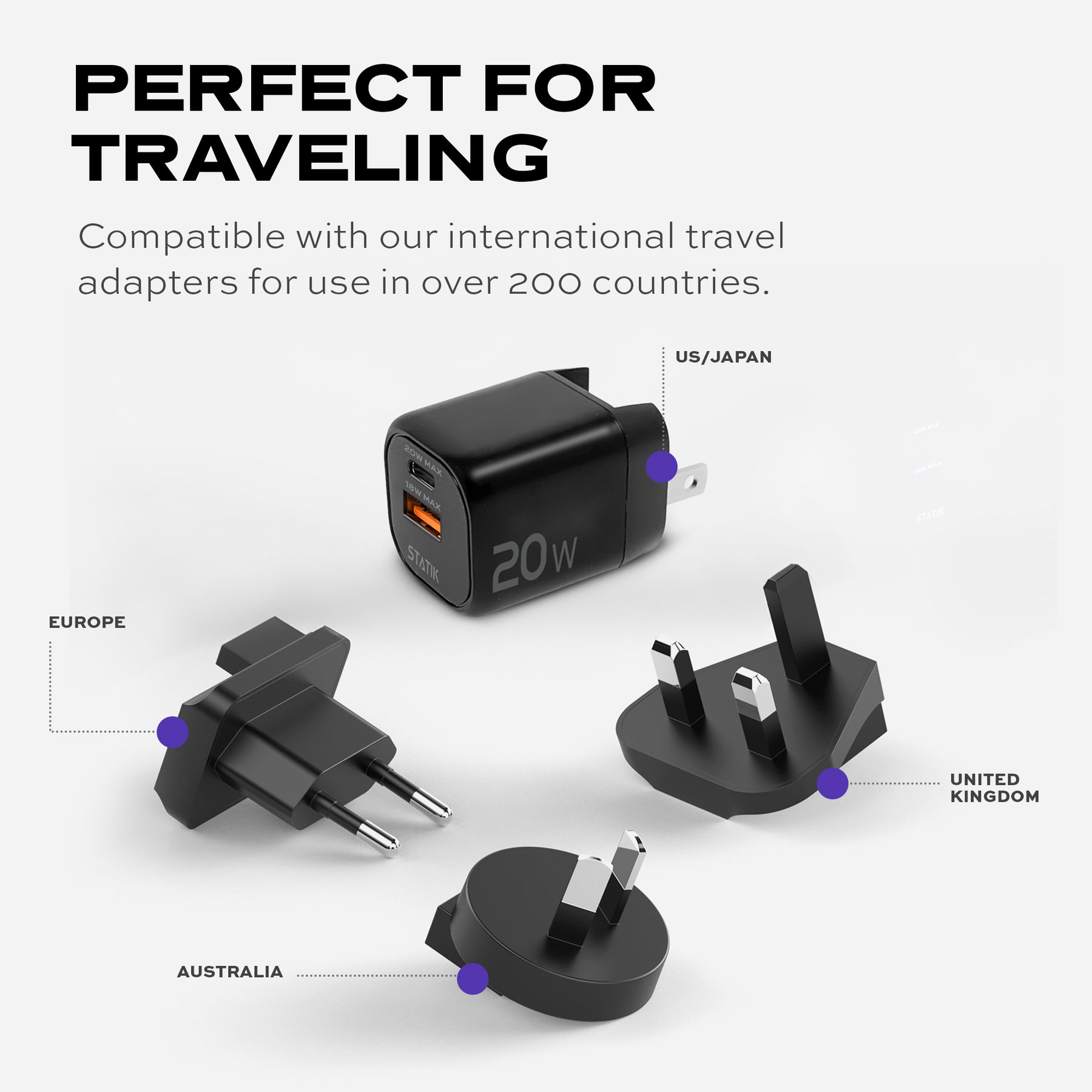 20W GaN Power Adapter | 2 Ports Wall Charger | Universal & Compact