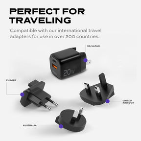 20W GaN Power Adapter | 2 Ports Wall Charger | Universal & Compact