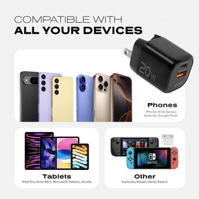 20W GaN Power Adapter | 2 Ports Wall Charger | Universal & Compact