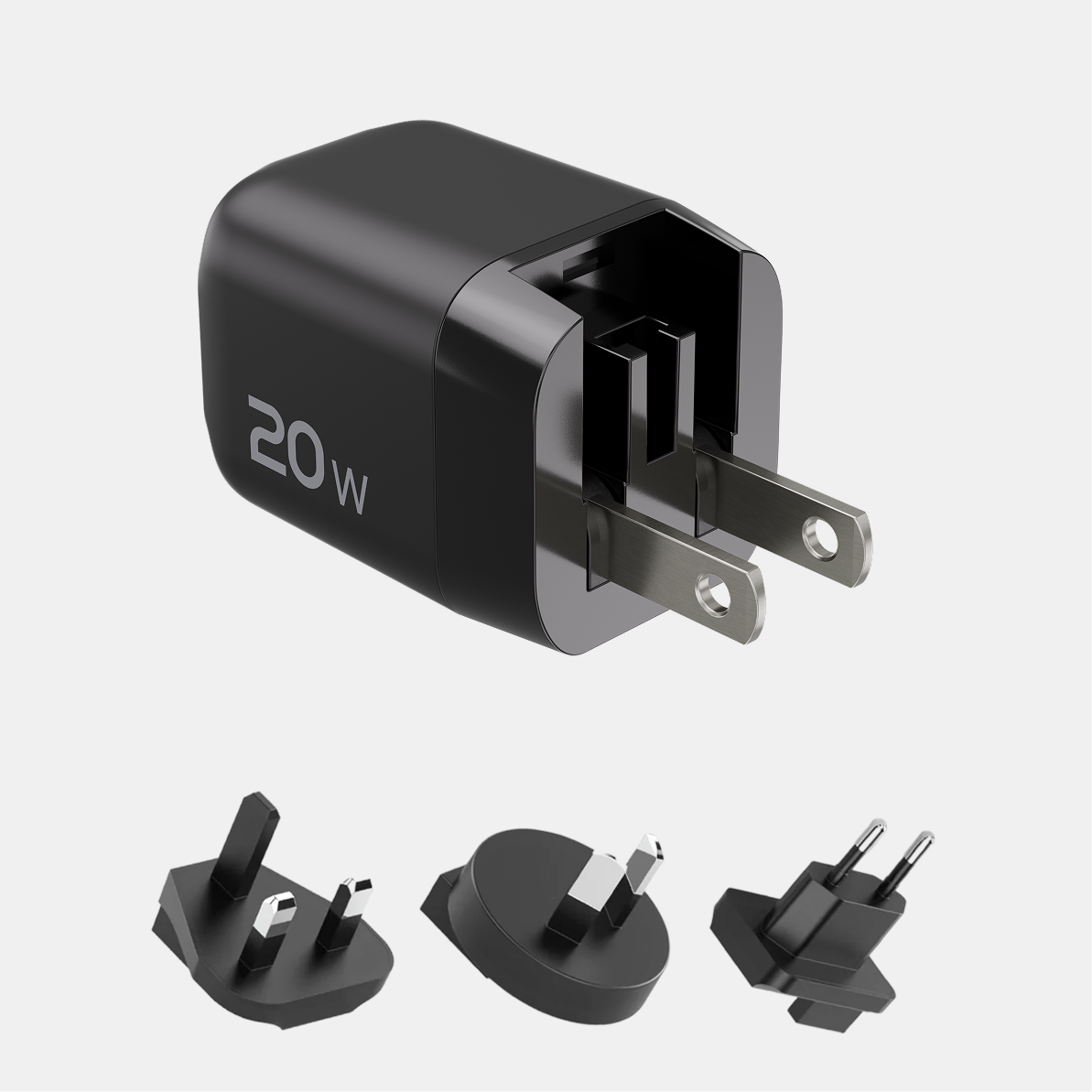 20W GaN Charger Global | Includes 3 International Plug Adapters (EU, UK, AU)