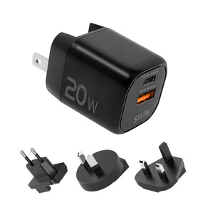 20W GaN Charger Global | Includes 3 International Plug Adapters (EU, UK, AU)