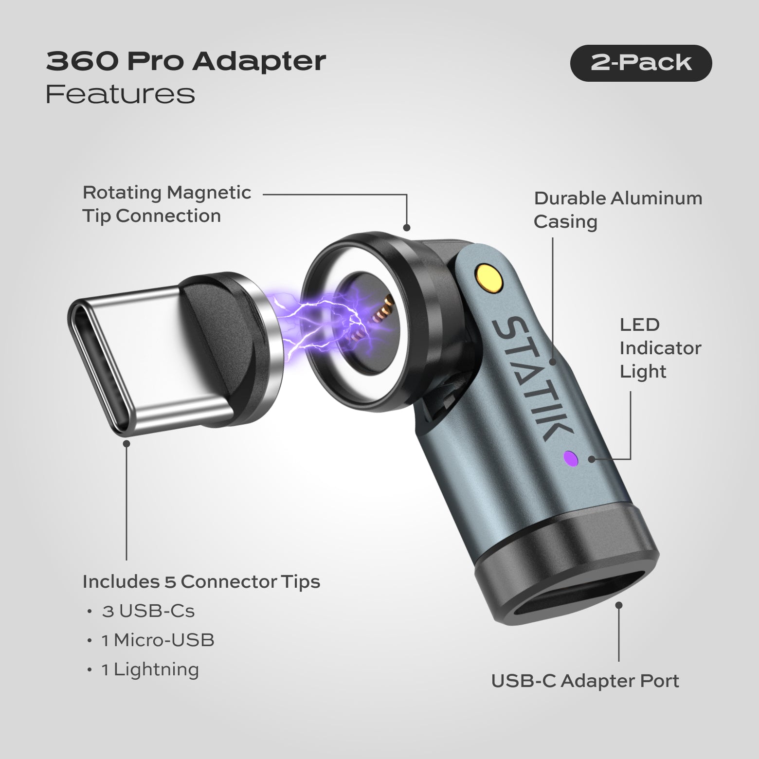 Statik 360 Pro Adapter | Universal | 2 Adapters + 3 Extra Tips