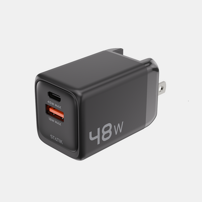 48W GaN Power Adapter | 2 Port Wall Charger | Universal & Compact