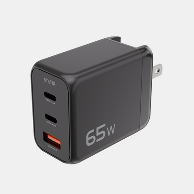 65W GaN Power Adapter | 3 Port Wall Charger | Universal & Compact