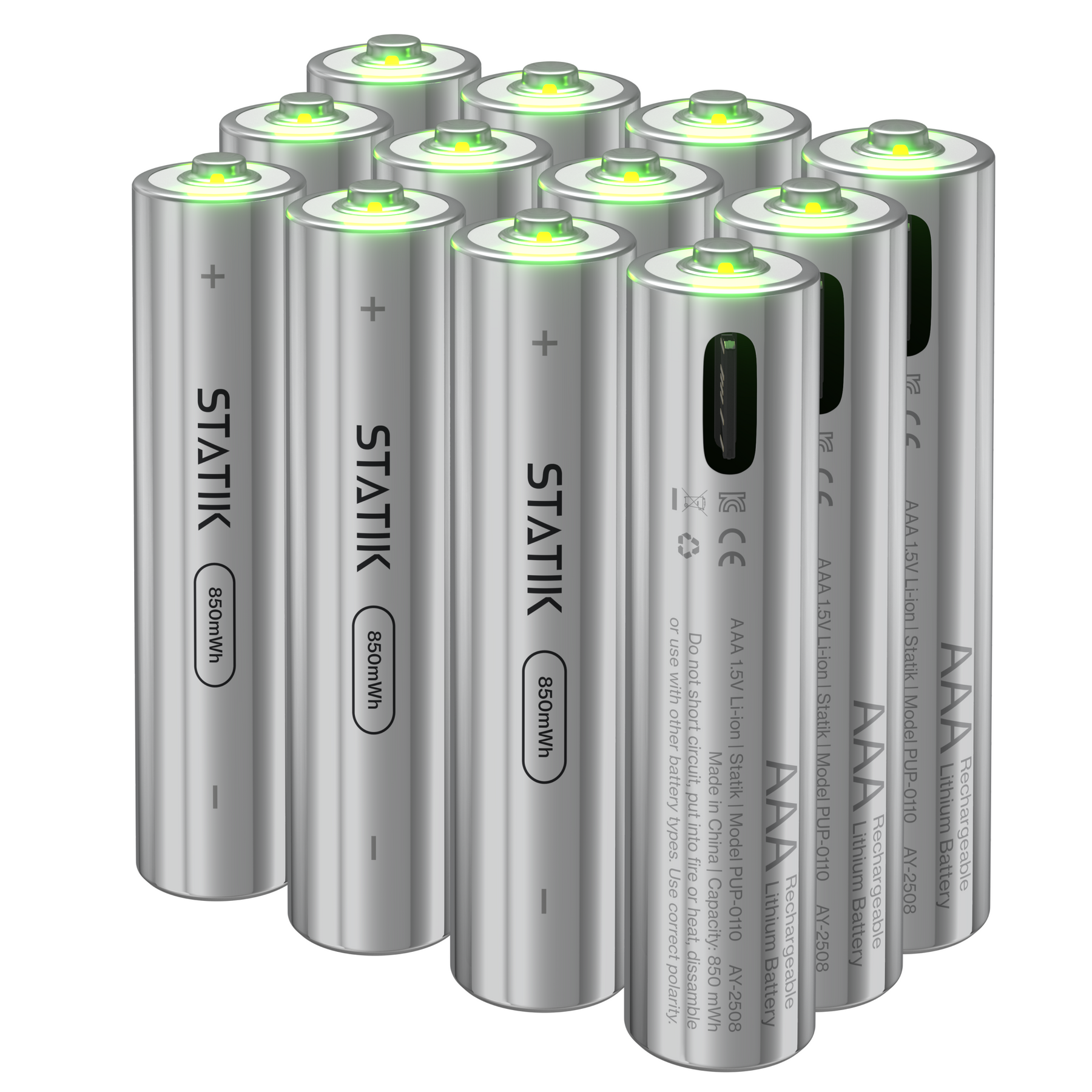 12 Pack Rechargeable AAA Batteries | USB-C Rechargeable | Multipack