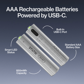 Rechargeable AAA Batteries |  4 Pack | USB-C Rechargeable