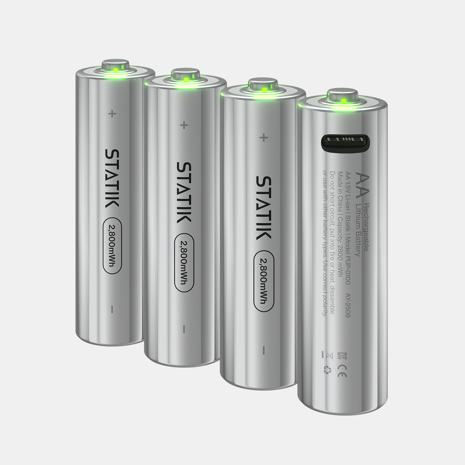 Rechargeable AA Batteries |  4 Pack | USB-C Rechargeable