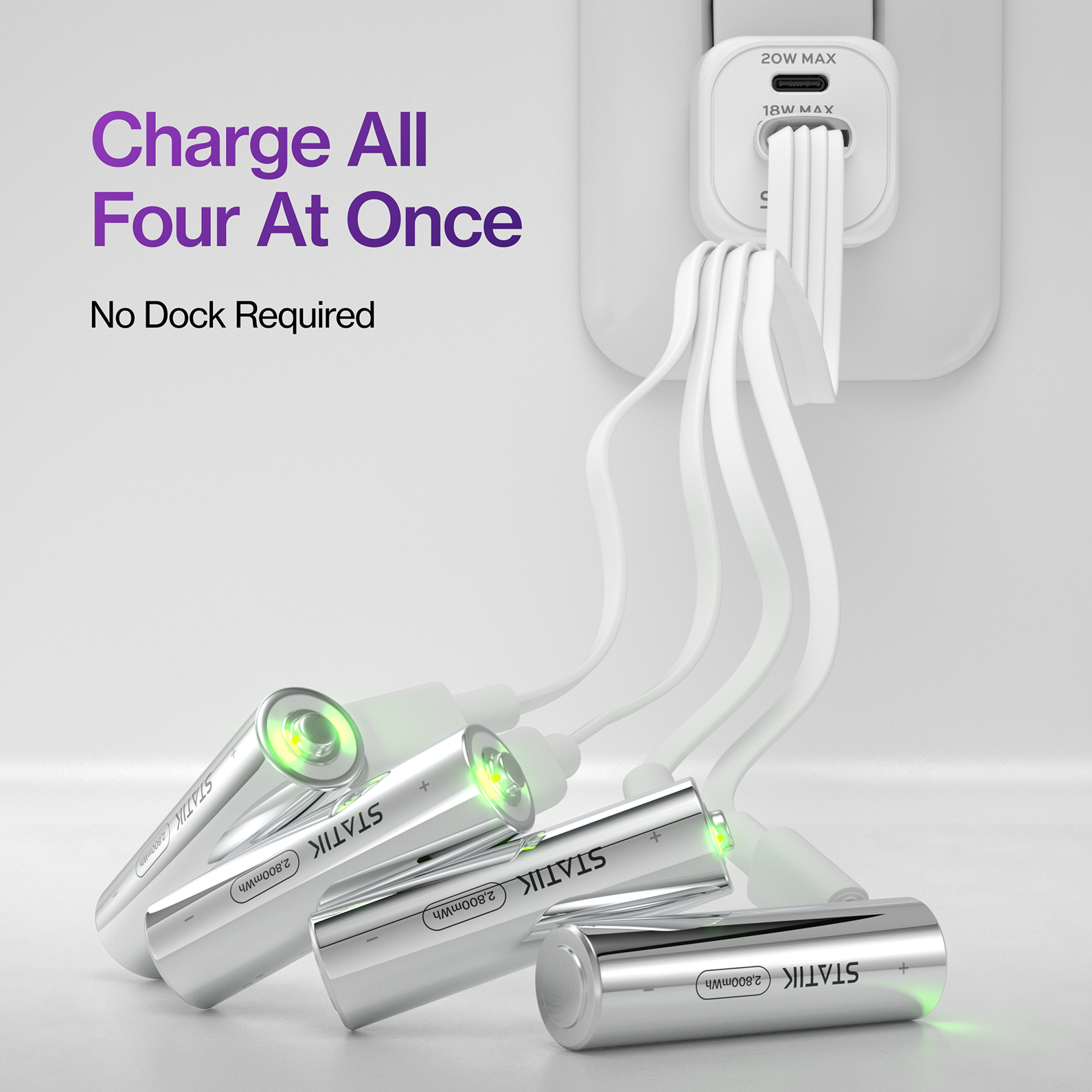 Rechargeable AA Batteries |  4 Pack | USB-C Rechargeable