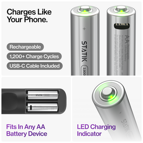 Rechargeable AA Batteries |  4 Pack | USB-C Rechargeable