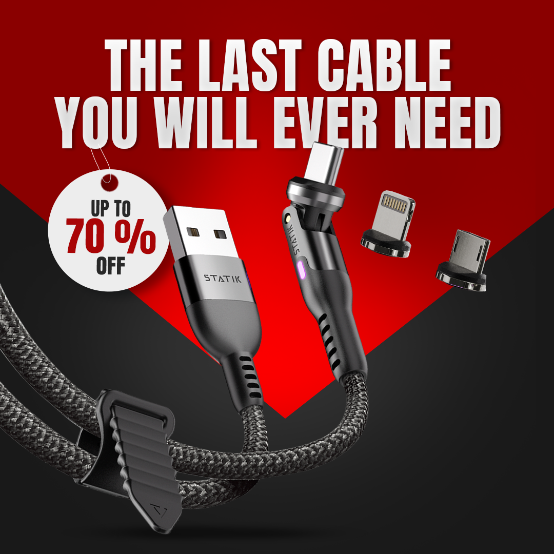 Statik® 360 | 3-in-1 Universal Rotating Charging Cable | 70% Off