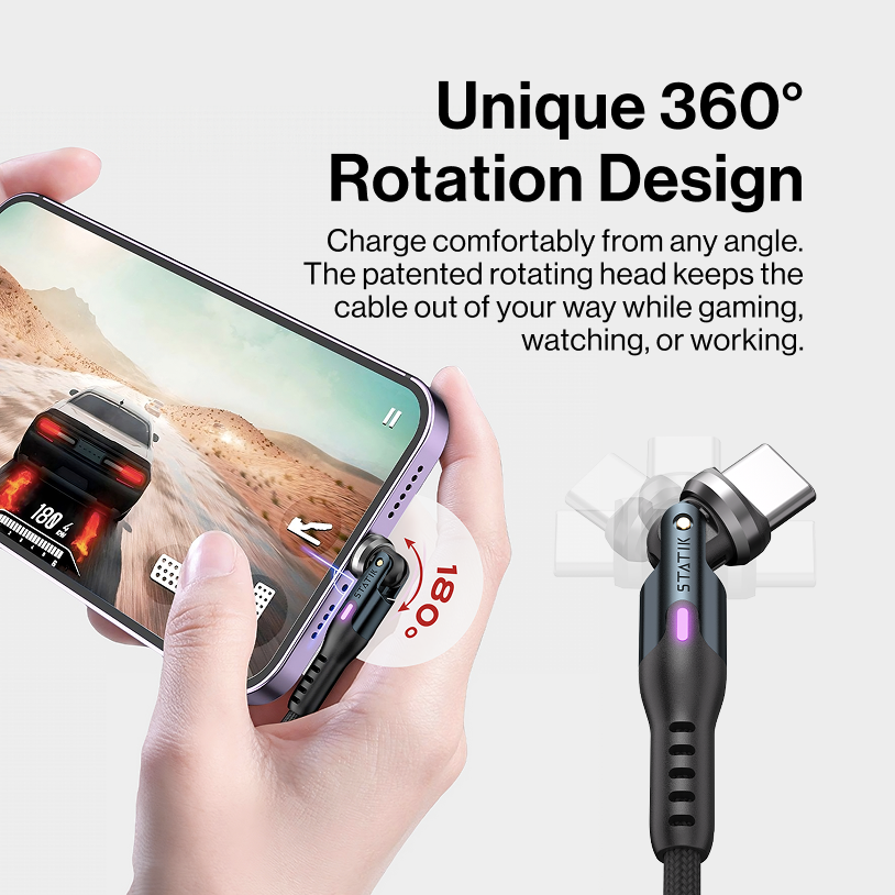 Statik® 360 | 3-in-1 Universal Rotating Charging Cable | 70% Off