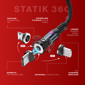Statik® 360 | 3-in-1 Universal Rotating Charging Cable | 70% Off