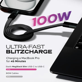 MagStack® Slim Pro | Tangle-Free Magnetic Nylon | Fast Charging Data Cable