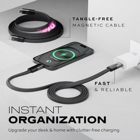 MagStack® Slim Pro | Tangle-Free Magnetic Nylon | Fast Charging Data Cable