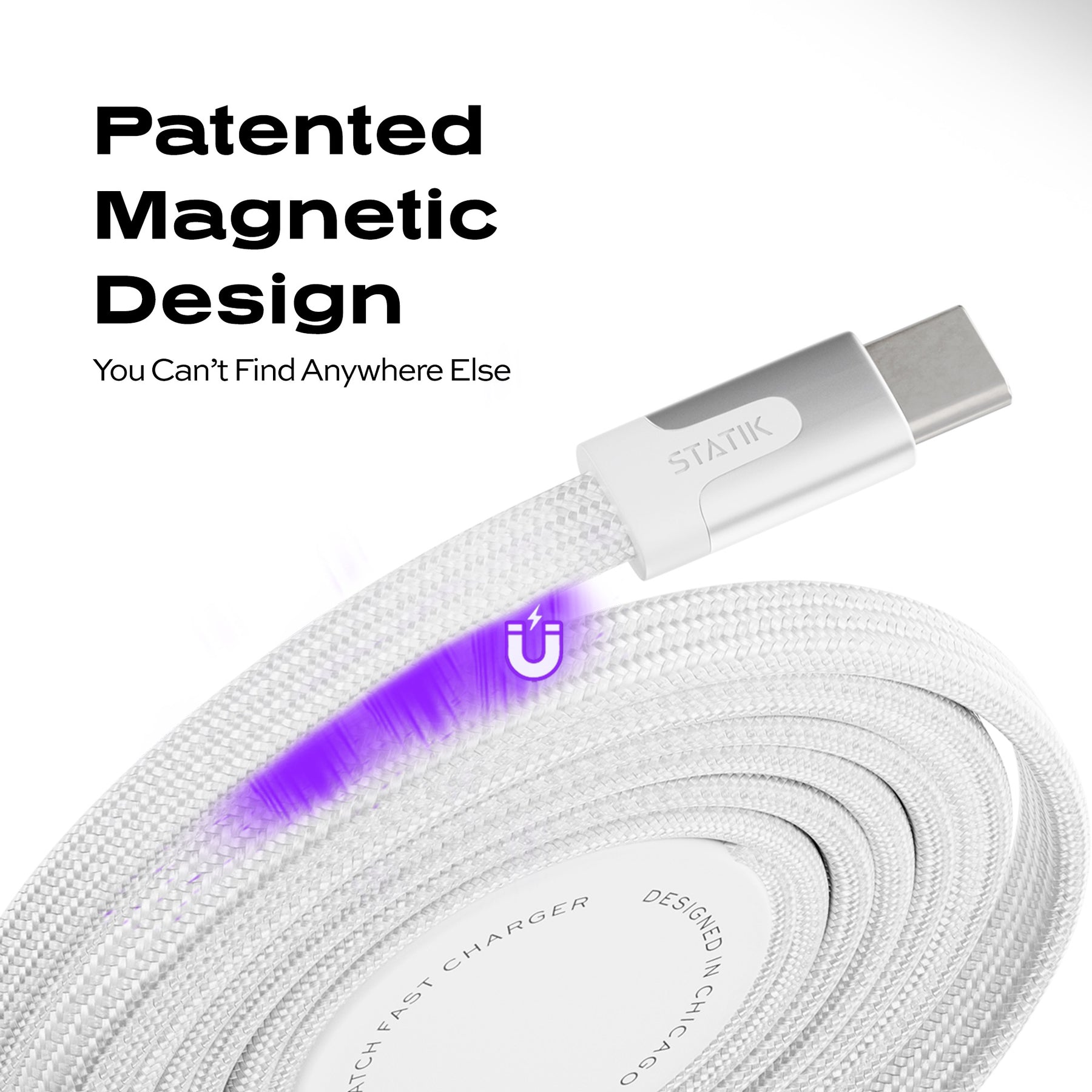 MagStack® Slim For Apple Watch | USB-C Apple Watch Cable | Tangle-Free Magnetic Nylon | 3ft