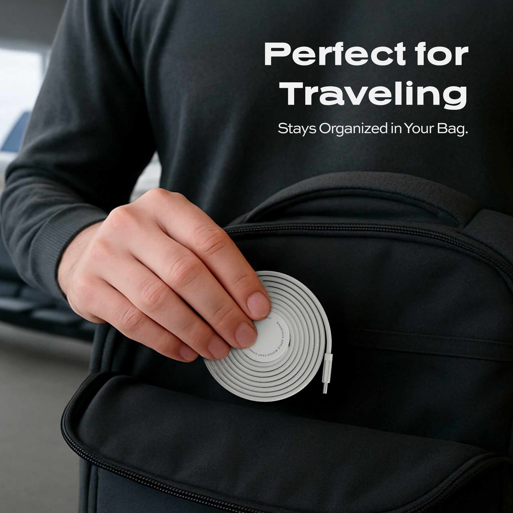 MagStack® Slim For Apple Watch | USB-C Apple Watch Cable | Tangle-Free Magnetic Nylon | 3ft