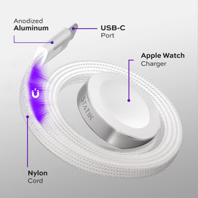 MagStack® Slim For Apple Watch | USB-C Apple Watch Cable | Tangle-Free Magnetic Nylon | 3ft