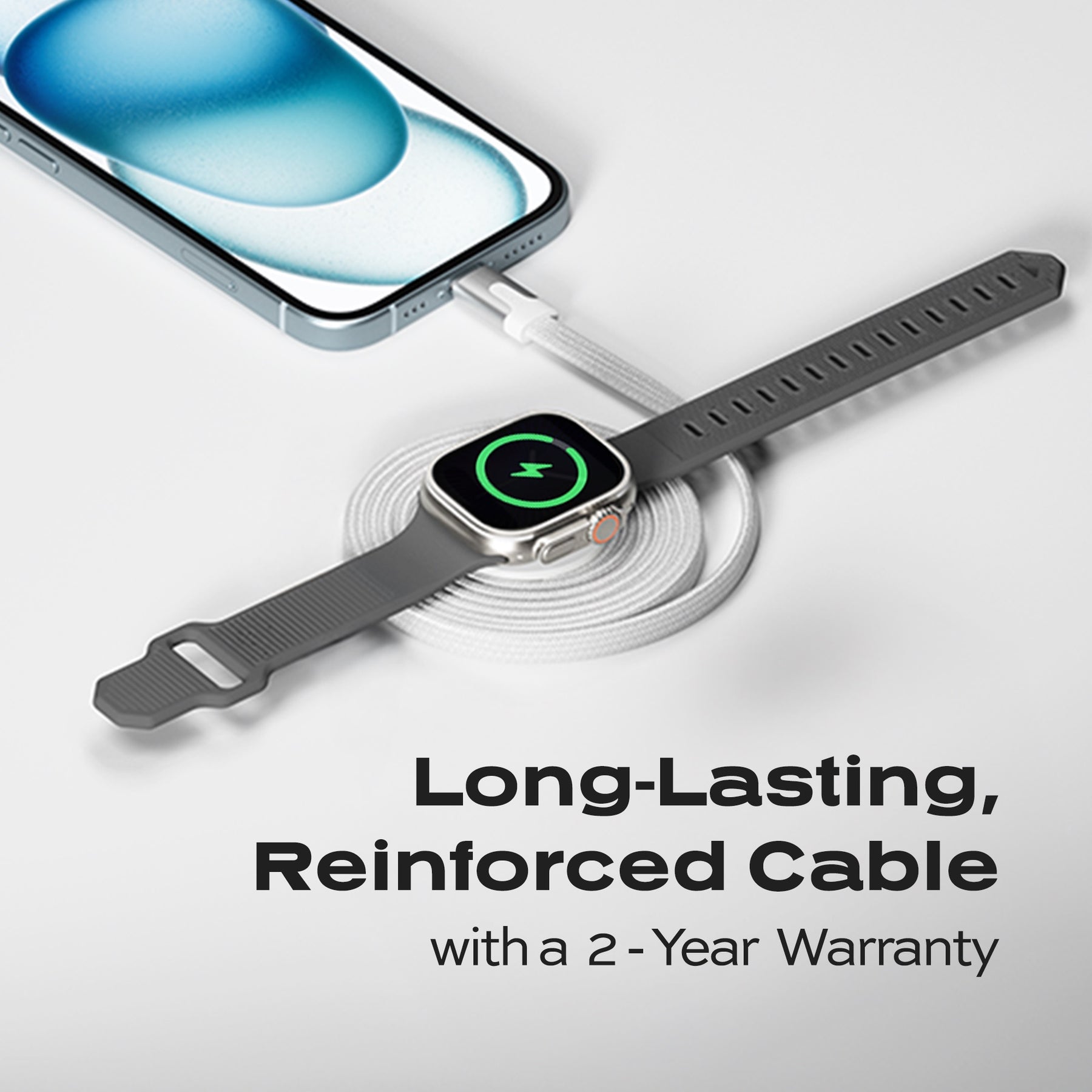 MagStack® Slim For Apple Watch | USB-C Apple Watch Cable | Tangle-Free Magnetic Nylon | 3ft