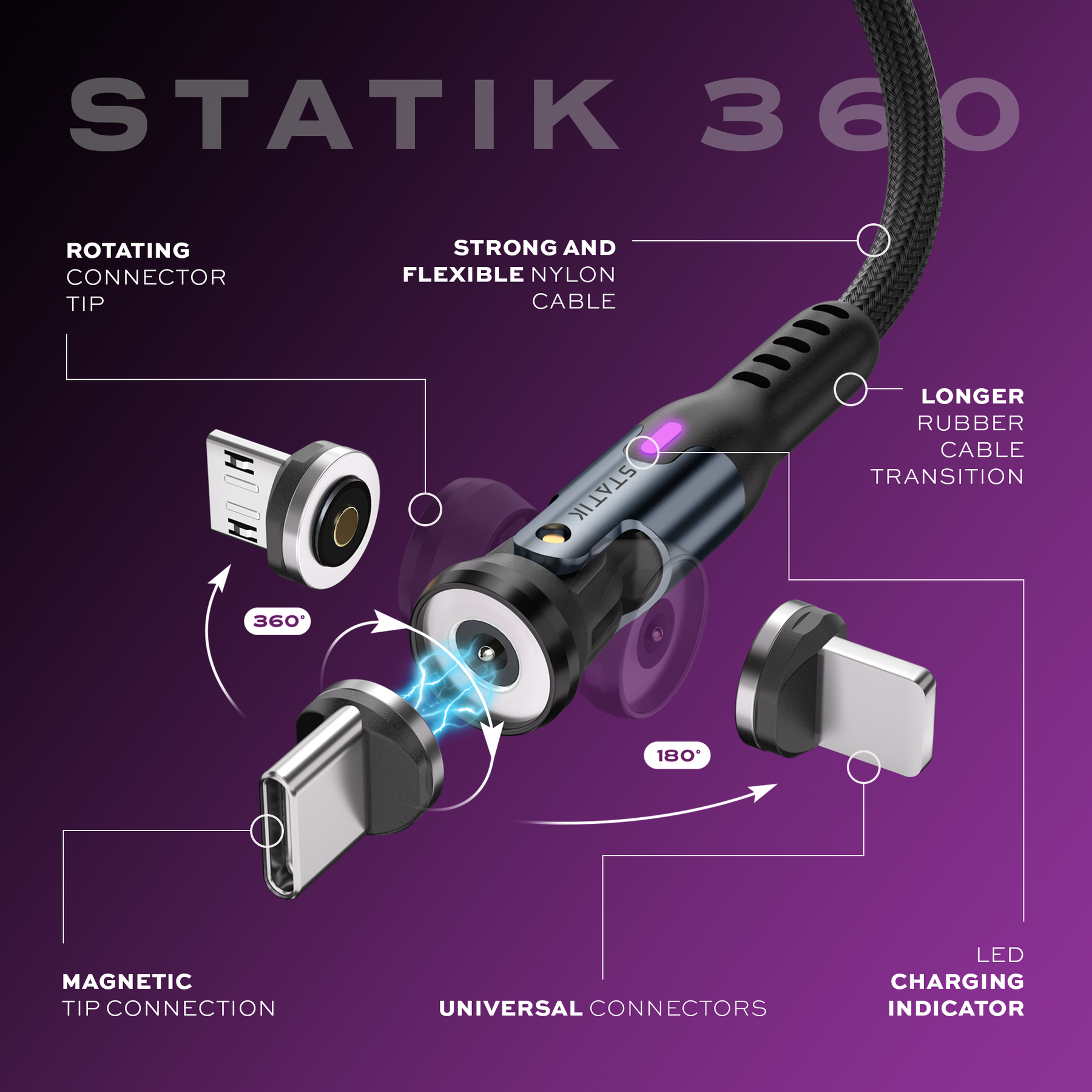 Statik® 360 | Universal Magnetic Charge Cable LP2