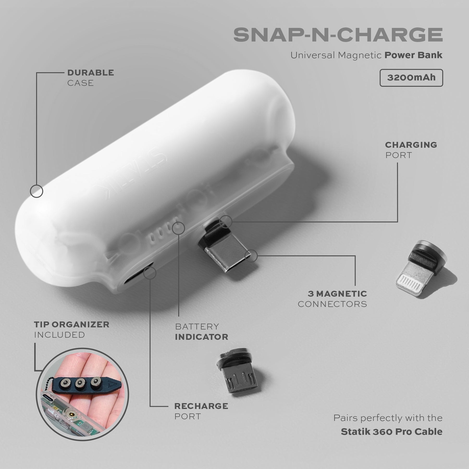 Snap-N-Charge Universelle magnetische Powerbank 