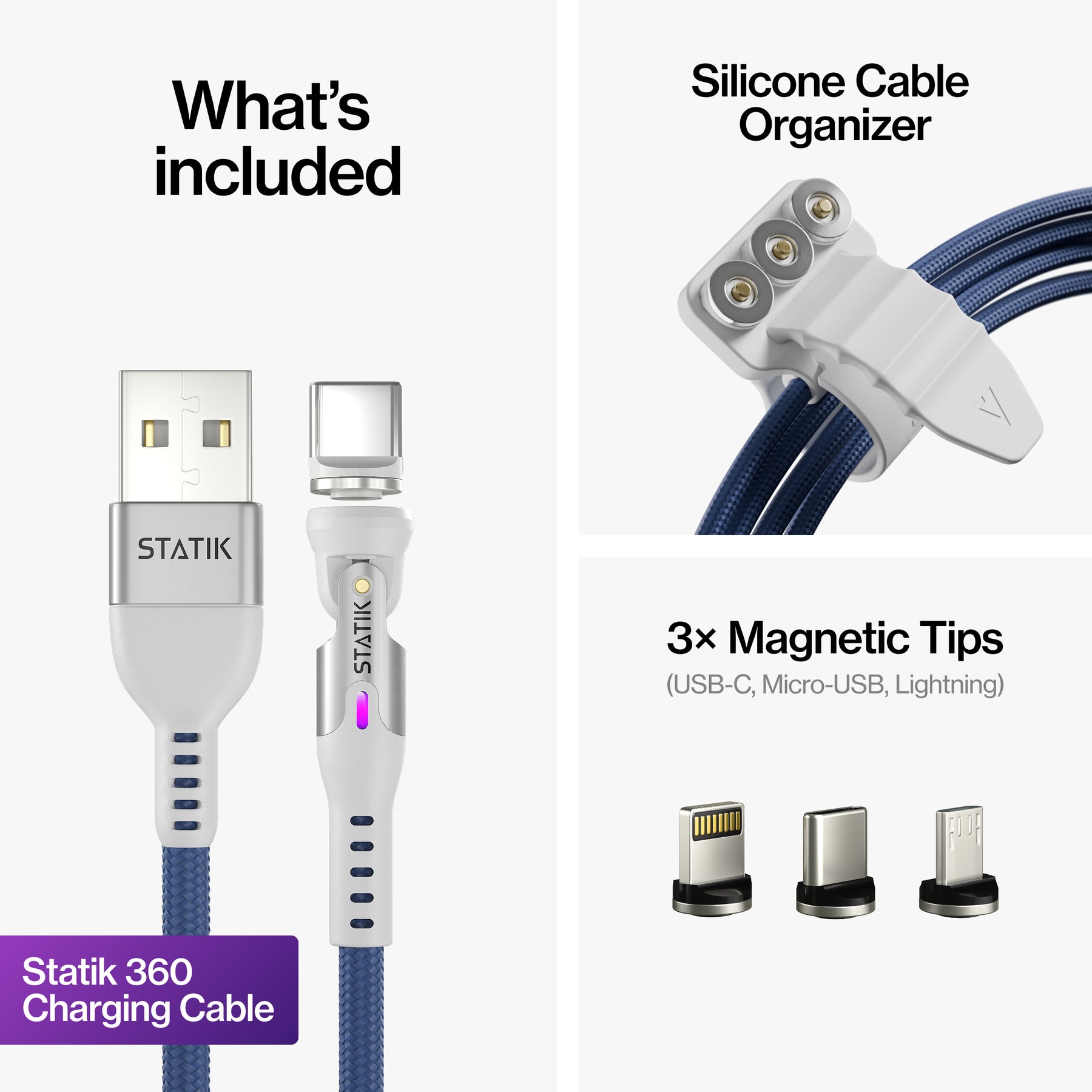 Statik® 360 | Universal Magnetic Charge Cable