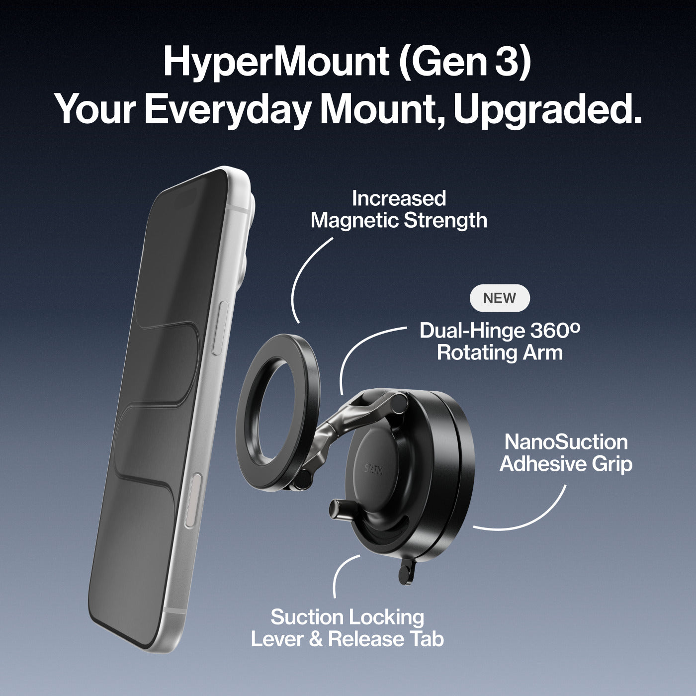HyperMount Gen 3 vacuum phone mount