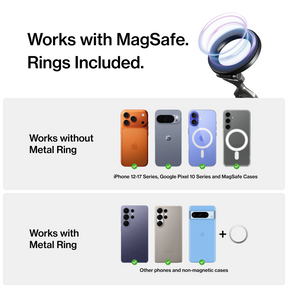 Works with MagSafe. Rings included.