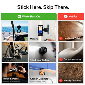 Stick Here. Skip There. Surface compatibility guide.