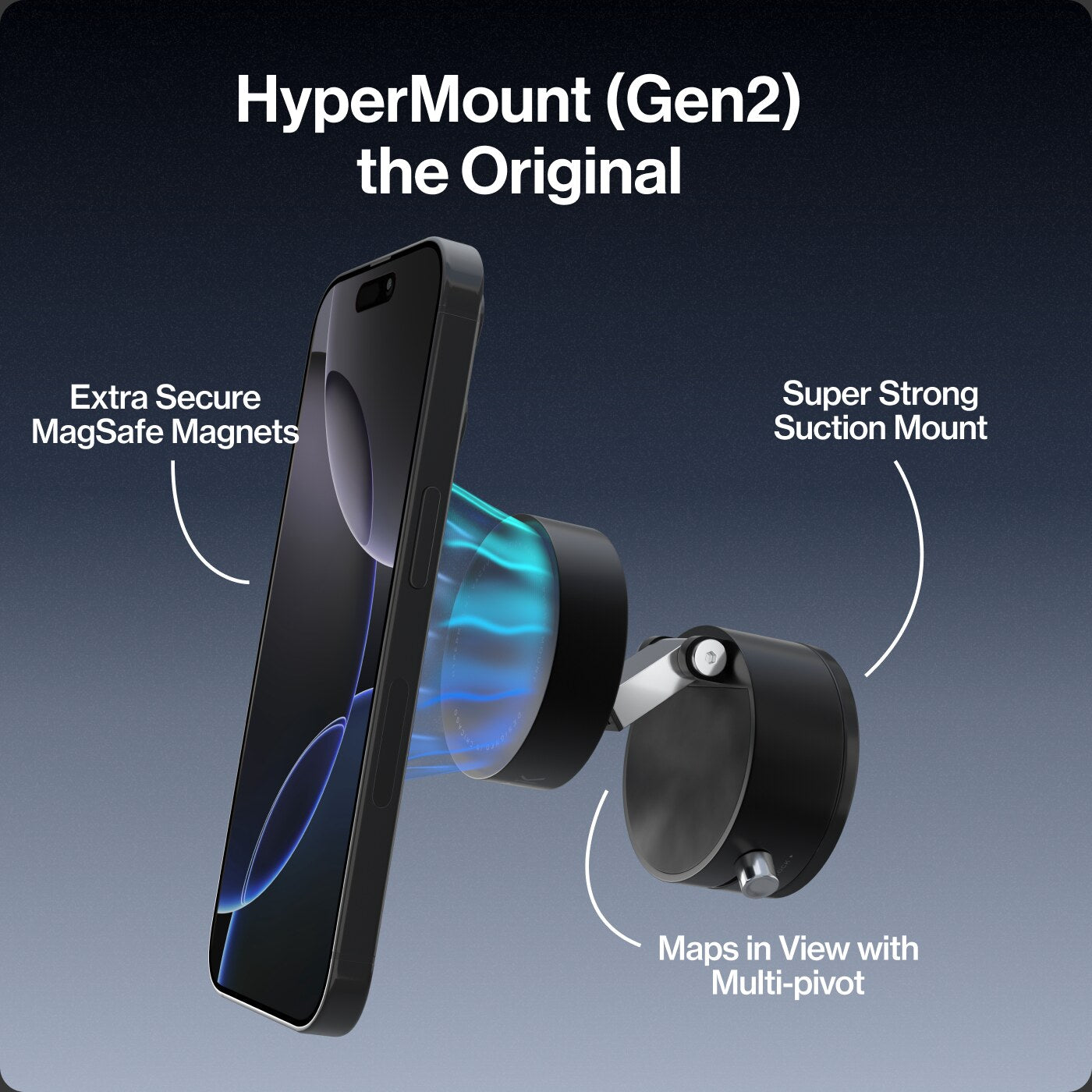 HyperMount | Vacuum Car Mount | Compatible with All Smart Phones | iPhone or Android