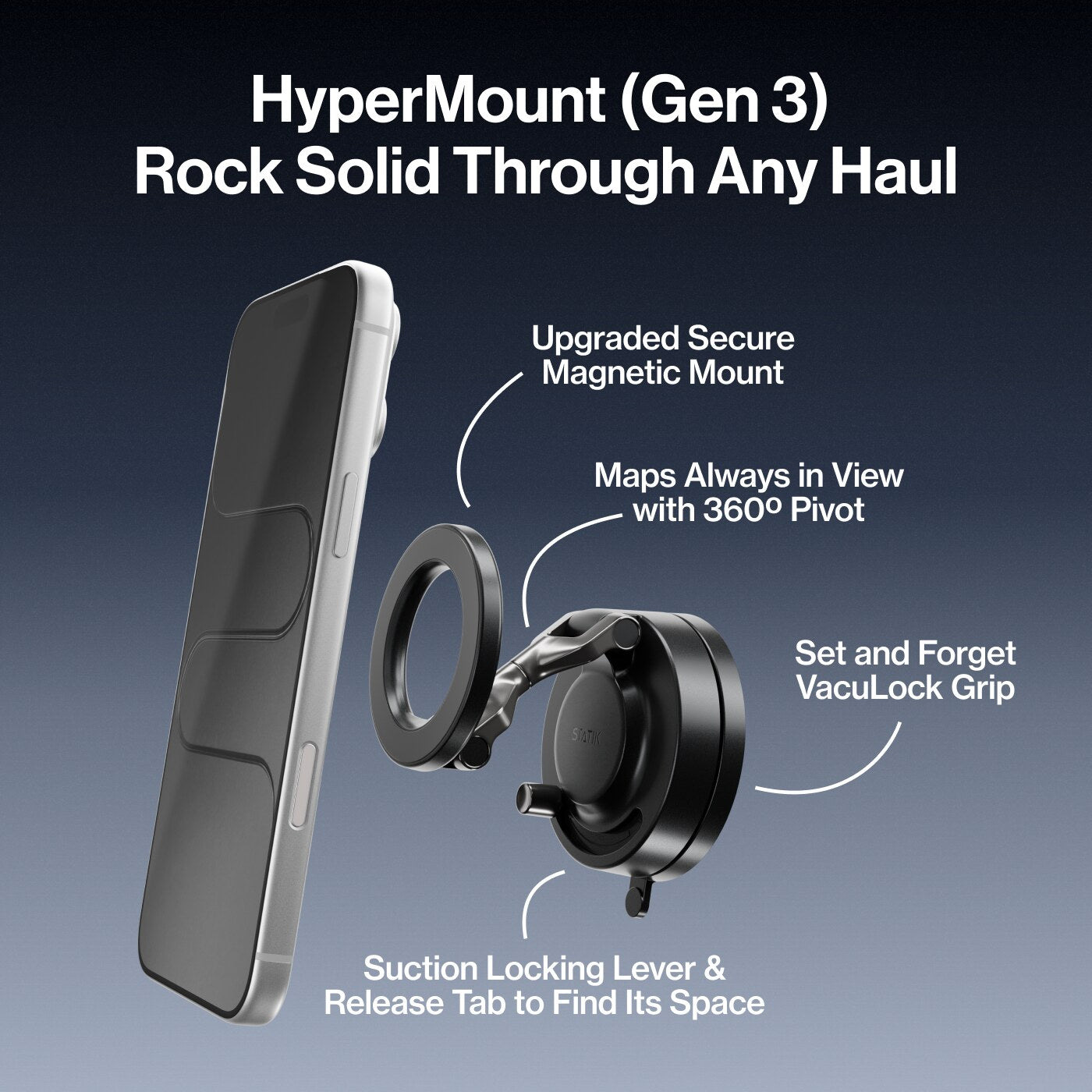 HyperMount | Vacuum Car Mount | Compatible with All Smart Phones | iPhone or Android